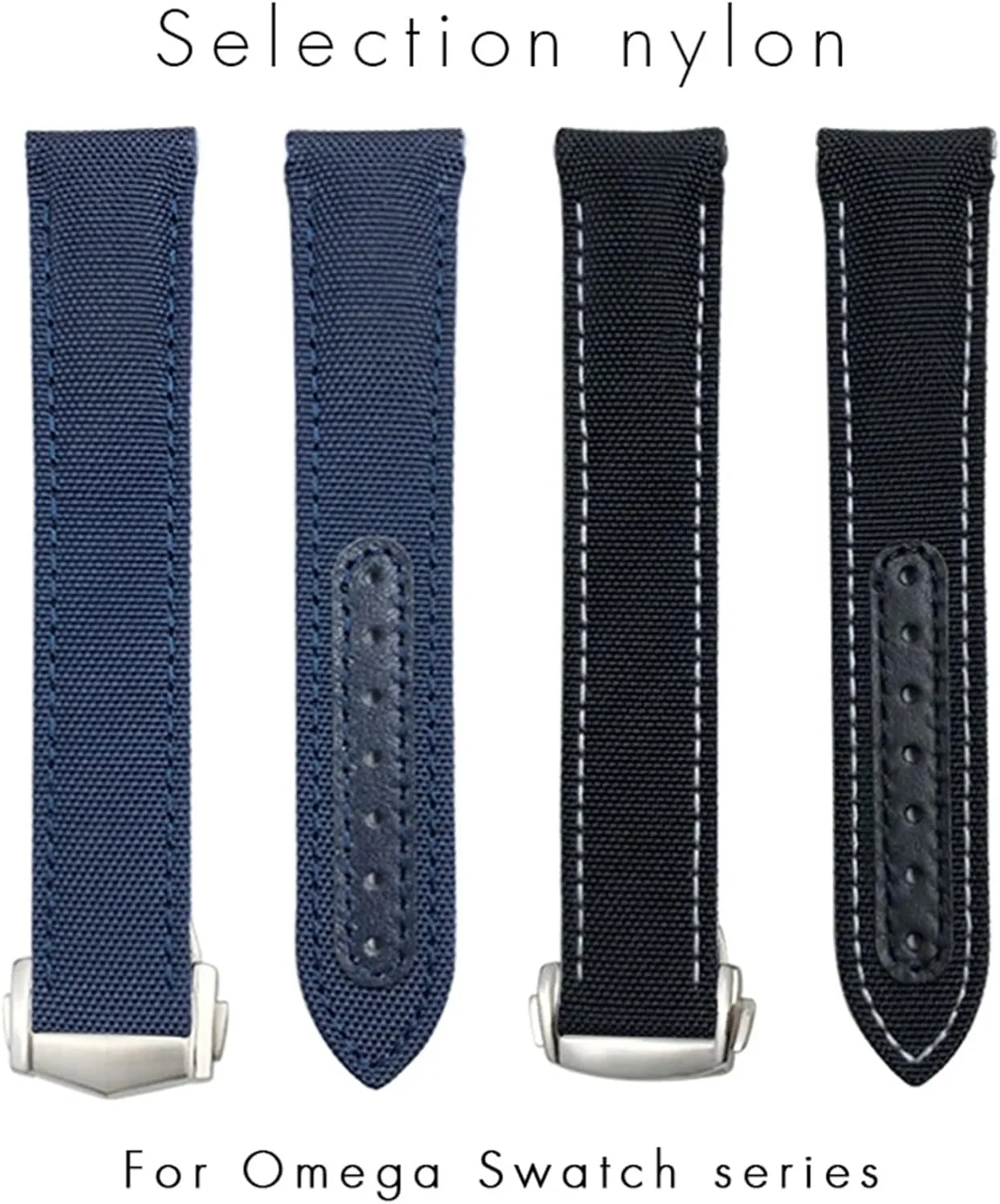 XMKT 20mm Watchbands Canvas Leather Bottom Watchband for Omega Seamaster 300 Speedmaster AT150 Planet Ocean Nylon Watch Strap for man woman