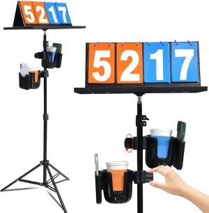 YZ Flip Cornhole Scoreboard with Drink Holder, Cornhole Score Keeper Cup Holder with Stand, Cornhole Set Accessories for Yard Game/Outdoor Game/Toss Game, Portable Scoreboard Flipper