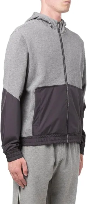 Zegna Z Mens Panelled Zipped Hoodie X-Large Grey