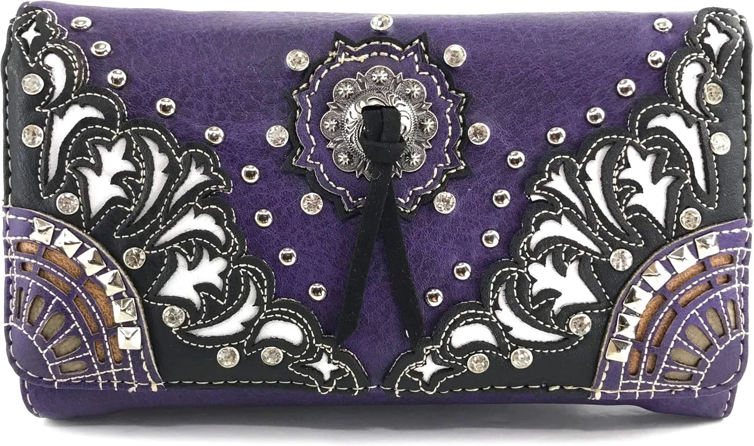 Zelris Autumn West Fringe Concho Women Crossbody Wrist Trifold Wallet