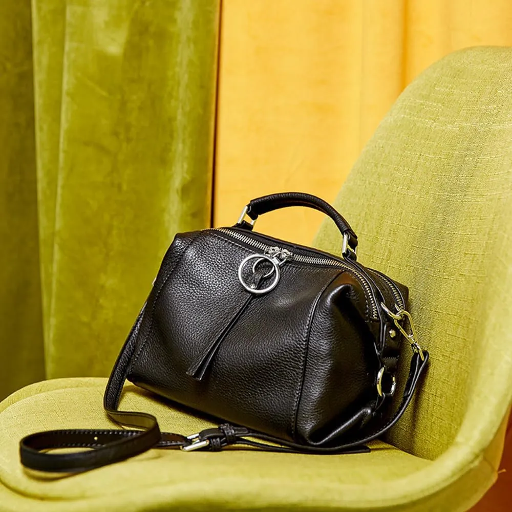 zency Women Soft Leather Crossbody Purses Elegant Boston Pillow Bag