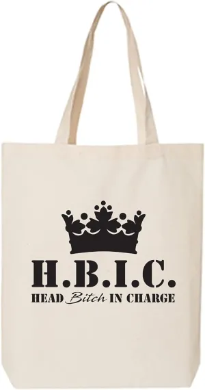 zerogravitee H.B.I.C. Head Bitch In Charge Cotton Canvas Tote Bag