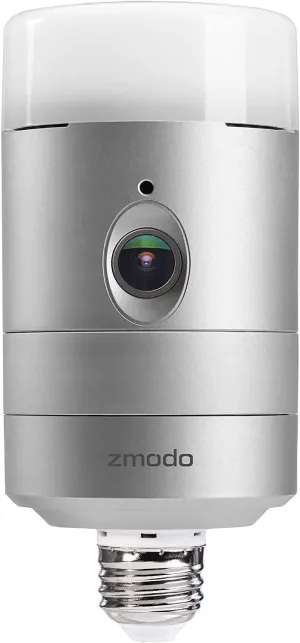 Zmodo Torch 360 Smart Home Garden Door Light Wireless Camera, Outdoor Wide Angle, Motion Alert, Silver, without Infrared Night Vision