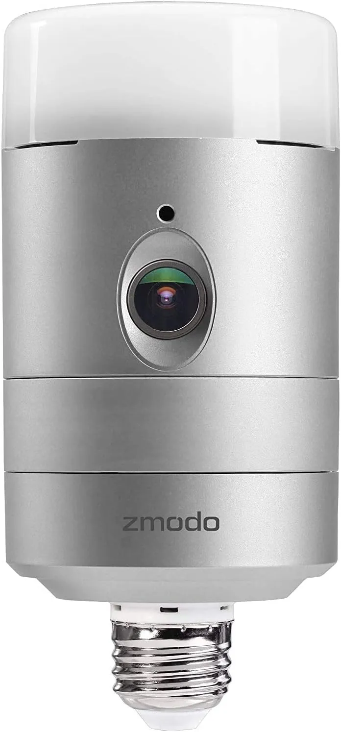 Zmodo Torch 360 Smart Home Garden Door Light Wireless Camera, Outdoor Wide Angle, Motion Alert, Silver, without Infrared Night Vision