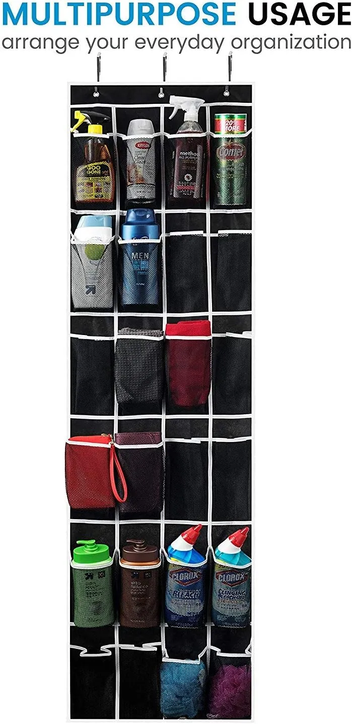 ZOBER Over the Door Shoe Organizer, 24 Pockets - Hanging Shoe Rack W/ Mesh Pockets to Store Shoes, Towels, Snacks, Toys - Closet, Pantry Storage