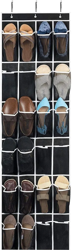 ZOBER Over the Door Shoe Organizer, 24 Pockets - Hanging Shoe Rack W/ Mesh Pockets to Store Shoes, Towels, Snacks, Toys - Closet, Pantry Storage