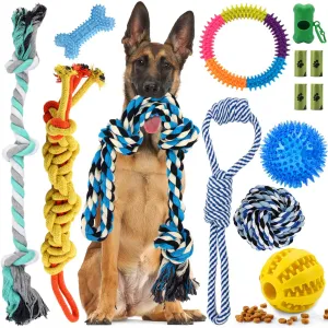 ZOUTOG 14 Pack Dog Rope Toys for Large Dogs Ropes for Aggressive Chewers Cotton with 27 20 15 12 3 inch